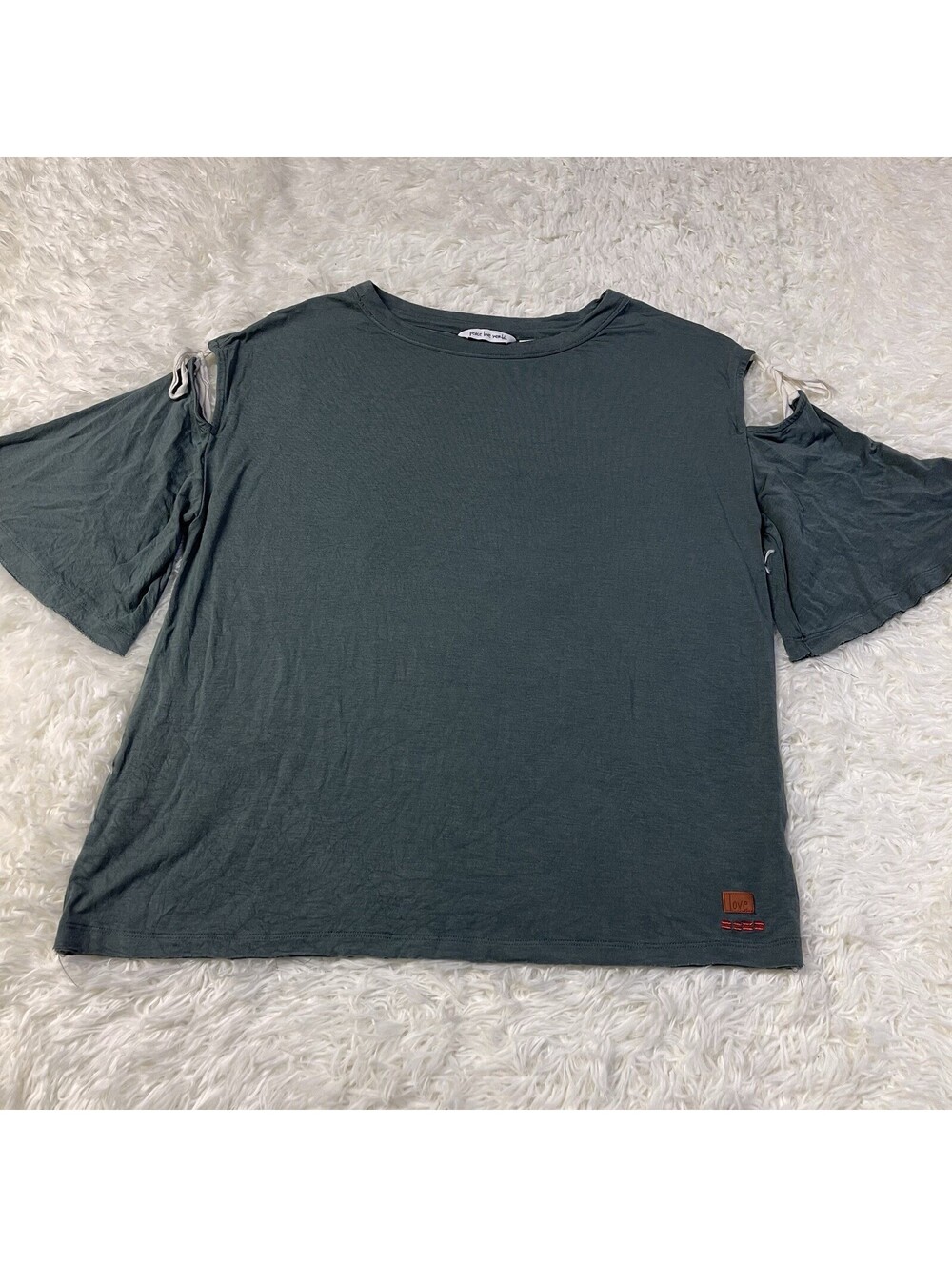 Peace Love World Soft Bell Sleeve Sz S Green Love